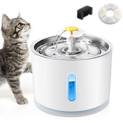 Rxan Cat Water Fountain Stainless Steel Top 2.4L Automatic Electric Pet Water Fountain Cat/Dog Drinking Dispenser with Filter