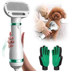 PETRIP Dog Dryer, Upgraded Dog Hair Dryer Blower, Stronger 3-in-1 Pet Hair Dryer with 2 Pet Grooming Gloves - Professional Home Pet Dryer with Slicker Brush for Medium Small Dogs Cats