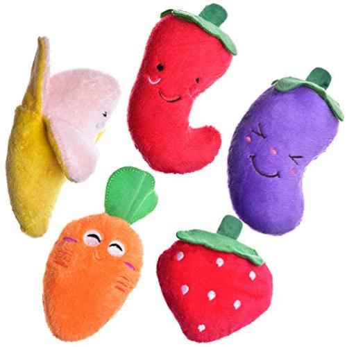 [Upgrade Version] Squeaky Plush Dog Toys - Small Breed Puppy Chew Toys - Chewing Toys for Dogs - Small Dog Plush Toys Set - Cute Dog Chew Toys - Vegetable Dog Toys - Fruit Squeaky Toys for Small Dogs