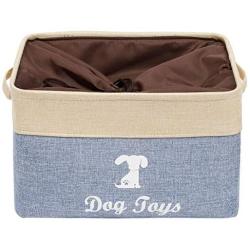 Brabtod Large Canvas Doggie Toy Bin Dog Toy Storage Basket Box with Handles and Drawstring Closure - Idea for Organizing Pet Toys, Blankets, Leashes, Towel, Coats, Diaper