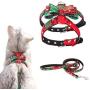 Christmas Cat Harness and Leash Set, Escape Proof Adjustable Dog Harness,Pet Halter Vest Harness with Christmas Style Bow Tie,Suitable for Outdoor Walks of Cats and Small Dogs