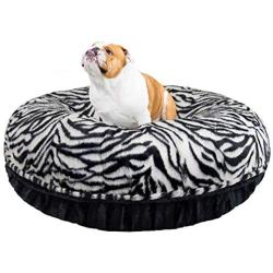 Bessie and Barnie Signature Zebra / Black Puma Extra Plush Faux Fur Bagel Pet / Dog Bed (Multiple Sizes)