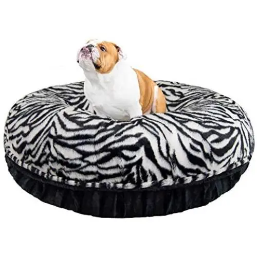 Bessie and Barnie Signature Zebra / Black Puma Extra Plush Faux Fur Bagel Pet / Dog Bed (Multiple Sizes) Bessie and Barnie Signature Zebra / Black Puma Extra Plush Faux Fur Bagel Pet / Dog Bed (Multiple Sizes)