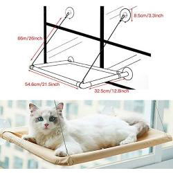 CLKHOWL Cat Window Perch Hammock Seat - Large Cat Hammocks Bed for Indoor Cats Resting Seat Safety, Heavy Duty Suction Cups Breathable Washable Mesh Durable Frame