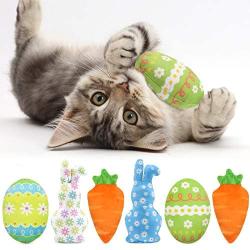 CiyvoLyeen Easter Spring Cat Catnip Kitten Chew Bite Toys Interactive Pillows Teeth Plush Plaything for Cat Gift Cat Lover Funny Pets Supplies Set of 6