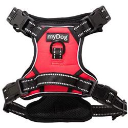 MyDog No Pull Dog Vest Harness with 4 Snap Buckles [No Need to Go Over Dog’s Head] Reflective Easy Control Handle and 2 Front & Back Metal Leash Rings Dog Harness for Outdoor Dogs