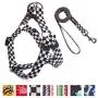 QQPETS Dog Harness Leash Set, Adjustable Vest Durable Heavy Duty Small Medium & Large Dogs Perfect for Walking Running Training Black and White Plaid Pattern QQPETS Dog Harness Leash Set, Adjustable Vest Durable Heavy Duty Small Medium & Large Dogs Perfect for Walking Running Training Black and White Plaid Pattern