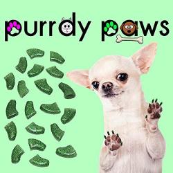 Purrdy Paws 40-Pack Soft Nail Caps for Dogs Claws Green Glitter