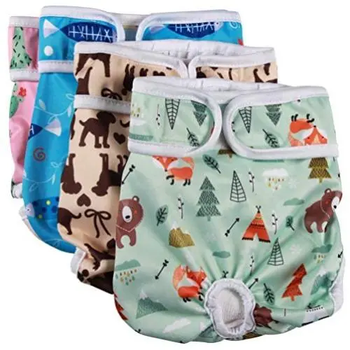 vecomfy Washable Dog Diapers Female for Small Dogs,(4 Pack) Premium Reusable Leakproof Large Doggie Nappies,L vecomfy Washable Dog Diapers Female for Small Dogs,(4 Pack) Premium Reusable Leakproof Large Doggie Nappies,L