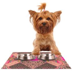 Kess InHouse Vasare NAR New Wave Zebra Pattern Pink Feeding Mat for Pet Bowl, 24 by 15-Inch