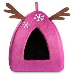 Hollypet Self-Warming 2 in 1 Foldable Comfortable Triangle Cute Pet Cat Bed Tent House