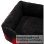 Hollypet Printed Flannel Rectangle Plush Dog Cat Bed Self-Warming Pet Bed, Red Checked