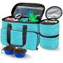 Breeze Touch Dog Travel Bag - Airline Approved Travel Set for Dogs Stores All Your Dog Accessories - Includes Travel Bag, 2X Food Storage Containers and 2X Collapsible Dog Bowls