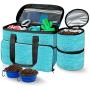 Breeze Touch Dog Travel Bag - Airline Approved Travel Set for Dogs Stores All Your Dog Accessories - Includes Travel Bag, 2X Food Storage Containers and 2X Collapsible Dog Bowls