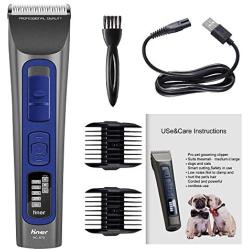 Hokyzam Dog Clippers Dog Grooming Clippers USB Rechargeable Cordless Dog Trimmer Low Noise Professional Hair Clipper Set with 4 Comb and Cleaning Brush for Dogs Cats Pets