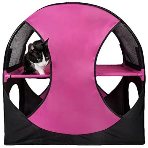 Pet Life Kitty-Play Obstacle Travel Collapsible Soft Folding Pet Cat House