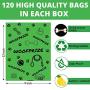 Woofprize 120 dog poop bags + dispenser with leash clip + a doggy chew toy. Strong lemon-scented, Leak-proof, eco friendly , biodegradable pet poo waste bags; 8 rolls/box, 15 poopy bags/roll, each doggie bag is 13 x 9 inch Woofprize 120 dog poop bags + dispenser with leash clip + a doggy chew toy. Strong lemon-scented, Leak-proof, eco friendly , biodegradable pet poo waste bags; 8 rolls/box, 15 poopy bags/roll, each doggie bag is 13 x 9 inch