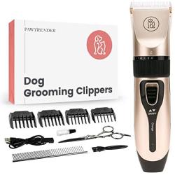 Pawtrender Cordless Dog Hair Clippers Low Noise USB Rechargeable Pet Grooming Kit for Dogs Cats with Thick Coats