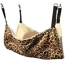 Pelay Cat Hammock, Pet Hanging Comfortable Pet Cage Hammock Bed Soft Plush Hanging for Cat, KittenRabbits, Small Animals, Leopard Print