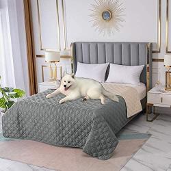 RBSC Home Waterproof Blanket Dog Bed Cover Non Slip Large Sofa Cover Incontinence Mattress Protectors for Pets Dog Cat with 1 Brush (10282GRAY)