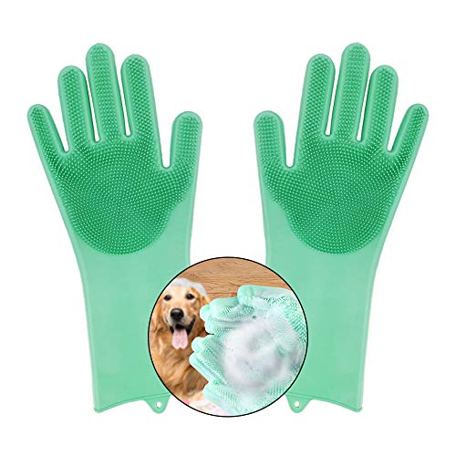 Hellopet Dog Grooming Gloves Dog Bath Shampoo Brush Dog Grooming Brush Multipurpose Gloves Dish Washing,Car Washing
