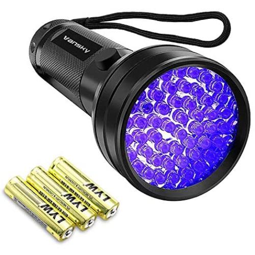 Black Light UV Flashlight,Vansky 2020 Upgraded 51 LED Blacklight Pet Urine Detector For Dog/Cat Urine,Dry Stains,Bed Bug, Matching with Pet Odor Eliminator（Batteries are included）