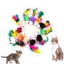 Pet Cat Chew Interactive Feather Mouse Cartoon Toy, Sarahair Cat Kitten Teaser Play Catch Colorful Plsh Mice Toy Cat Kitten Scratch Anime Dolls Toy Pet Cat Kitten Training Toy Gift Supplies 5pc Random