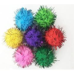 VAPKER 30 Piece Assorted Color Sparkle Balls Cats Favorite Toy Tinsel Pom Poms Glitter