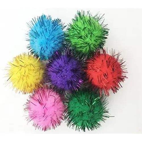 VAPKER 30 Piece Assorted Color Sparkle Balls Cats Favorite Toy Tinsel Pom Poms Glitter VAPKER 30 Piece Assorted Color Sparkle Balls Cats Favorite Toy Tinsel Pom Poms Glitter