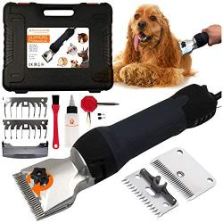 Pet & Livestock HQ | 380W Professional Dog Grooming Clippers Kit, XL & Large Dog Haircut Machine, Heavy-Duty, Electric Hair Trimmer for Dogs with Thick Coats, Horses, Equine, Cattle, 2 Blades