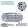 Poohoo Calming Faux Fur Donut Cuddler Dog Bed,Washable Round Cat Bed Pillow Cuddler Gradient Color(23''/30'') for Small Medium Dogs (M 23'', Grey)