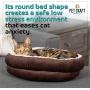 Pet Craft Supply Round Cat Bed - Cute and Comfortable Self Warming Plush Calming Cat Bed for Indoor Cats, Brown (2171)