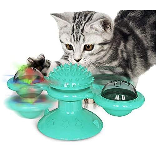 Ruris Windmill Cat Toy, Interactive Cat Toy Turntable Teasing Pet Toy Scratching Tickle Cats Hair Brush Funny Cat Toy Funny Kitten Windmill Ball