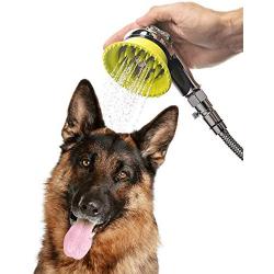 Wondurdog Deluxe Dog Wash Kit for Shower with Slash Guard Handle, Rubber Grooming Teeth, and Water Pressure Control Valve. Indoor and Indoor/Outdoor Versions Available