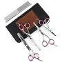 Pet Grooming Scissors Kit - Cat Dog Grooming Scissors - 5 PCS( For Trimming Body, Face, Ear, Nose, Paw) , Sharp Shears with Safety Rounded Tips for Small, Medium & Large Pets ( Include Grooming Comb )