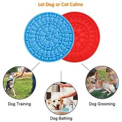 IGC Dog Lick Mat - Red & Blue Dog Licking Mat, Dog Shower Accessories for Distracting, Peanut Butter Lick Mat with Super Suction, Slow Feeder Lick Mat for Dog Grooming, Bathing, and Pet Training