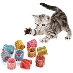 eecoo 10pcs Pet Wide Plastic Colorful Springs Cat Toys Cat Catnip ToysSpring Tube ToyFor Kitten Pets (Random Color)