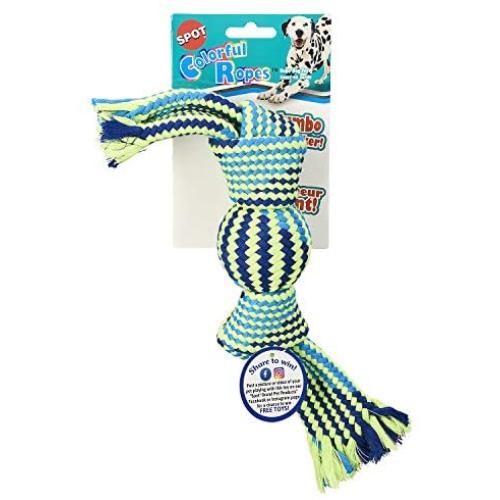 SPOT Colorful Rope Squeaker Ball Dog Toy 13''