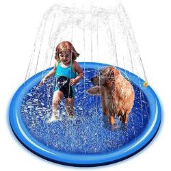 WEIMIN Splash Sprinkler Pad for Dogs Kids 59” Thicken Dog Pool with Sprinkle Pet Bathing Tub Summer Outdoor Water Toys Kiddie Pool