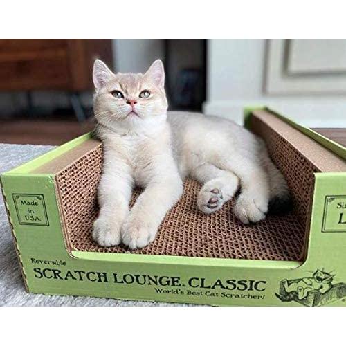Scratch Lounge Cardboard Cat Scratcher - New Size - Lasts 10 Times Longer Than Other Conventional Scratchers - Large and Durable with Reversible Floor