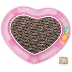 Heart-Shaped Cat Kitten Scratcher Scratching Pad Board Pet Toy Grinding Cat Claw Toys with Bell Balls