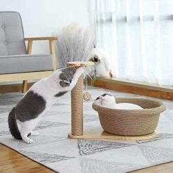 Sisal Cat Tower, Scratching Post, Kitten Tree, Pet Indoor Activity Center, with Bowl Shape Sleep Basket and Hanging Ball, Used for Grinding Claws of Kittens