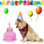 2 Pieces Birthday Girl Dog Bandana Dog Birthday Scarf and Birthday Cake Squeaky Dog Toy Birthday Party Supplies for Big Medium Large Dogs