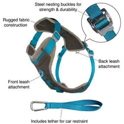 Kurgo Dog Harness for Large, Medium & Small Dogs | Reflective Harness for Running, Walking & Hiking | Everyday Adventure Pet Journey Harness | Grey/Coral, Large