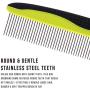 MG+ Dog Comb, Cat Comb with Rounded and Smooth Ends Stainless Steel Teeth and Non-Slip Grip Handle, Pet Comb for Long and Short Haired Dogs, Cats and Other Pets