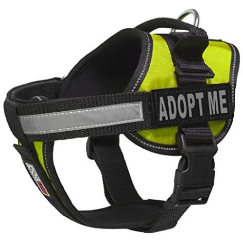Dogline Vest Harness for Dogs and 2 Removable Adopt Me Patches, Small/18 to 25'', Green