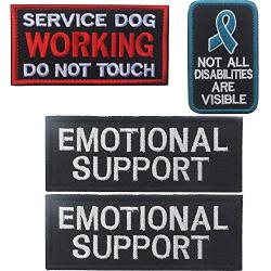 Not All Disabilities are Visible, Emotional Support, Service Dog Working Do Not Touch Emblem Embroidered Fastener Hook & Loop Patch Appliques Badges for Animal Vest Harnesses, Collars, Leashes 4PCS