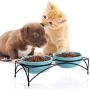 Y YHY Cat Food Bowls, Raised Cat Bowls for Food and Water, Ceramic Cat Bowls Elevated, Cat Dishes for Cat or Small Dogs,12 Ounces, Cute Cat Design, Dishwasher Safe
