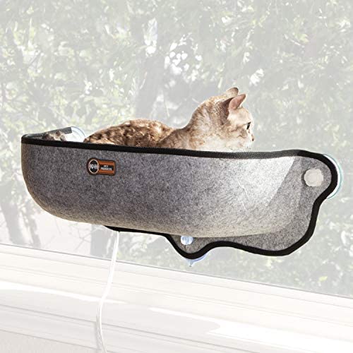 K&H Pet Products EZ Mount Window Bed Kitty Sill - Mounts to Virtually Any Glass Window or Door, Gray