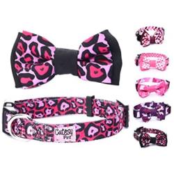 Cutesy Pet Dog Collar with Adjustable Bow | 4 Designs in 4 Sizes | Comfortable and Strong